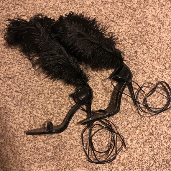 Azalea Wang “Burlesque Vibes” Feather Heels Size 9 - Picture 5 of 6